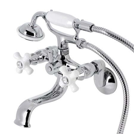 Kingston Brass KS226PXC Wall Mount Clawfoot Tub Faucet with Hand Shower, Polished Chrome KS226PXC